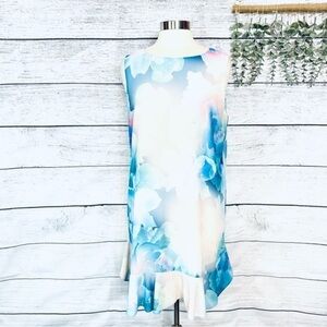 CLEARANCE Belle Badgley Mischka Sleeveless Floral Pastel Dress Ruffle Size 12